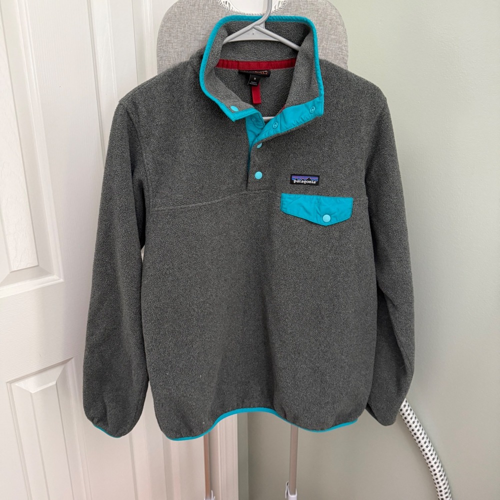 Patagonia Synchilla Snap-T Fleece Womens M Gray Teal Gorpcore Pullover 25455